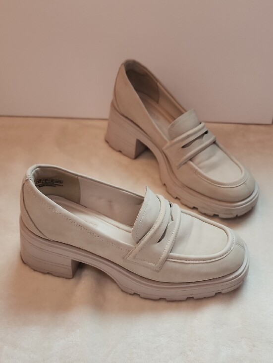 Jenn Ardor Shoes - Chunky Cream Suede Loafers